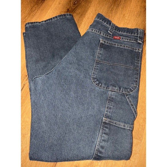 Wrangler Carpenter Jeans Mens 38x32 Relaxed Fit Blue Denim Workwear Pants - Picture 1 of 5